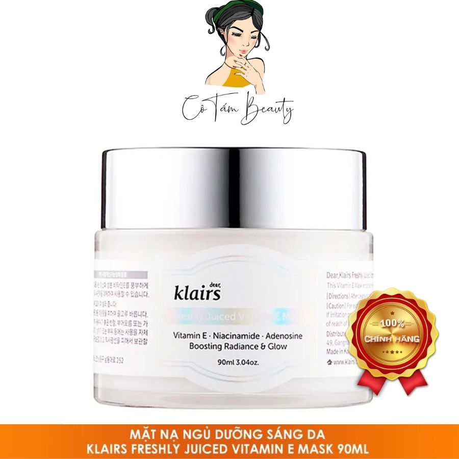 [Hcm]Mặt Nạ Ngủ & Kem Dưỡng Ẩm Klairs Freshly Juiced Vitamin E Mask 90Ml