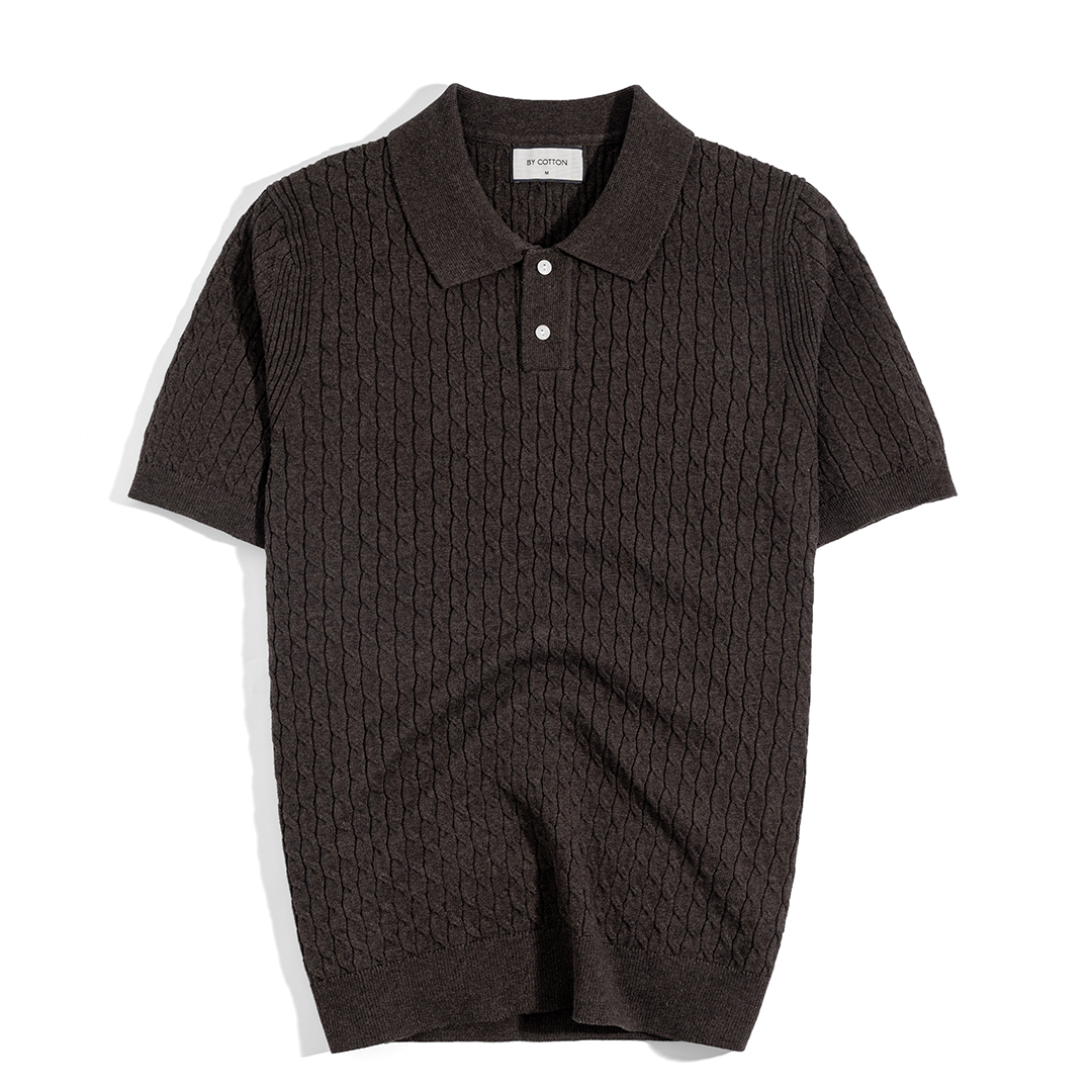 Áo Thun Polo Nam Cao Cấp Dệt Kim Twist 2 Màu Nâu - Trắng By Cotton