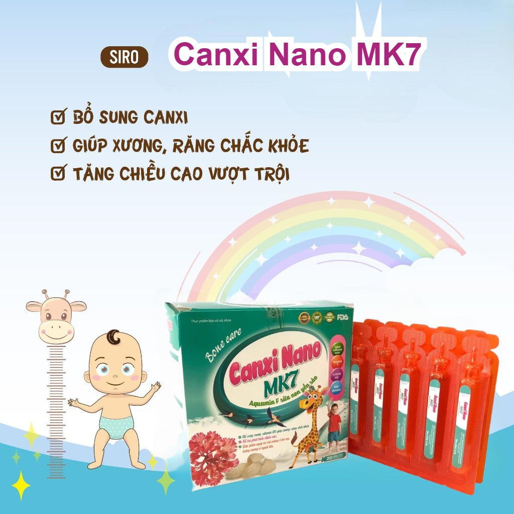 Canxi Nano MK7 canxi cho bé hỗ trợ phát triển chiều cao cho xương chắc khoẻ giảm nguy cơ còi xương - Happy Life 4Kid