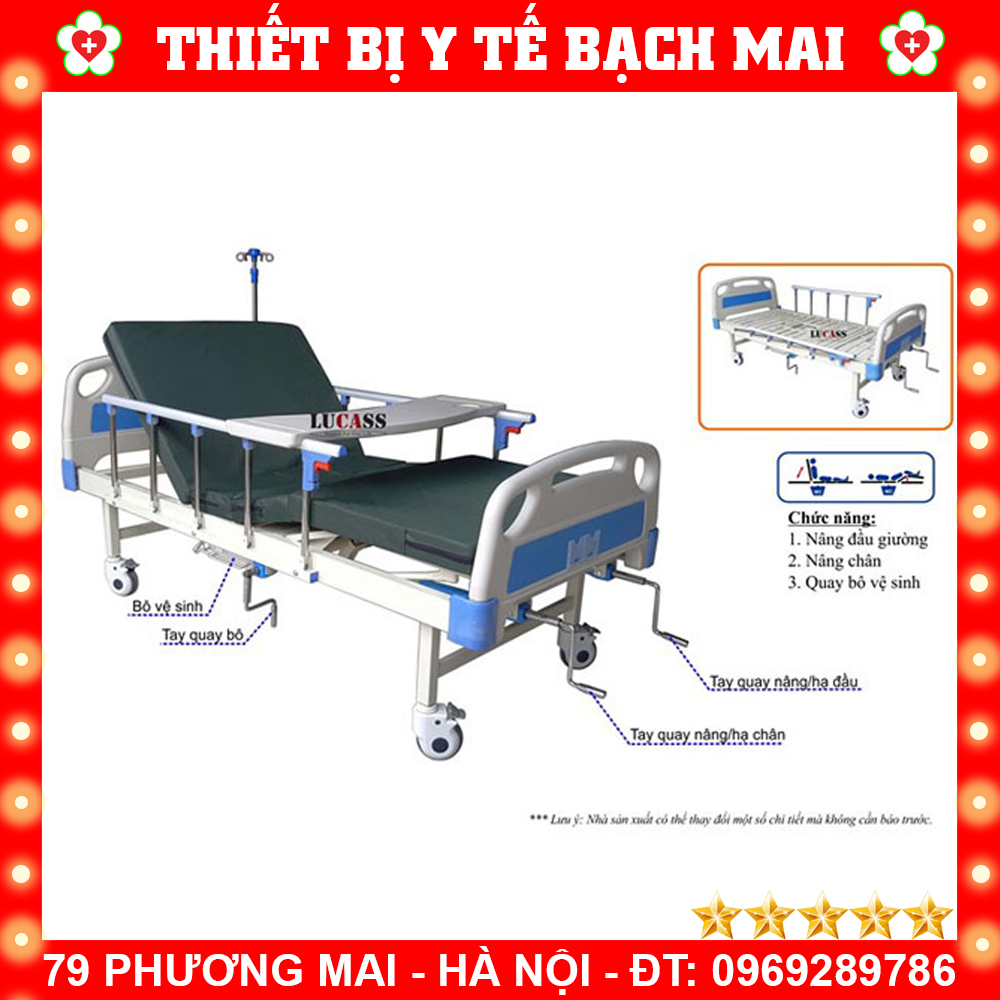 Giường Y Tế Nhập Khẩu 3 Tay Quay Lucass Gb3A