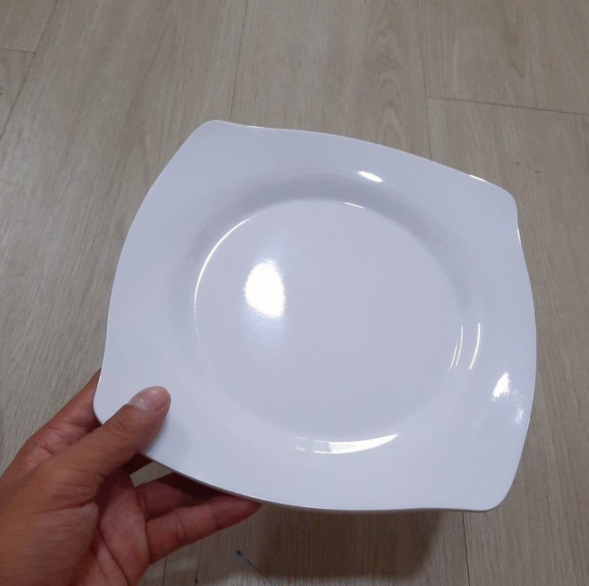 [HCM]Đĩa Nhựa Melamine Vuông Màu Trắng