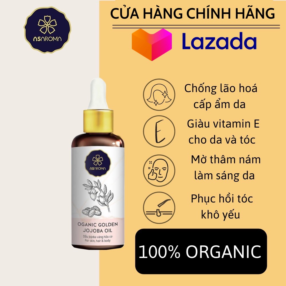 [Hcm]Dầu Jojoba Dưỡng Da Và Ngăn Rụng Tóc Giảm Vết Rạn Da Giảm Mụn Organic Asaroma - 30Ml