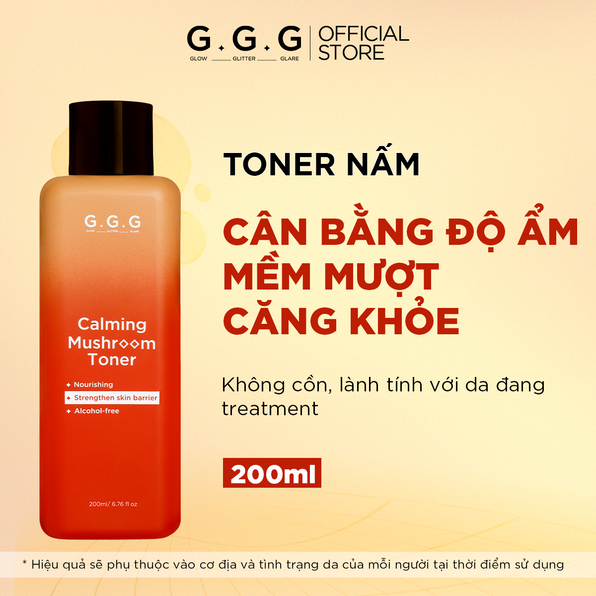 Toner Nấm Không cồn Cấp ẩm Dịu da tức thì - G.G.G Calming Mushroom Toner 200ml