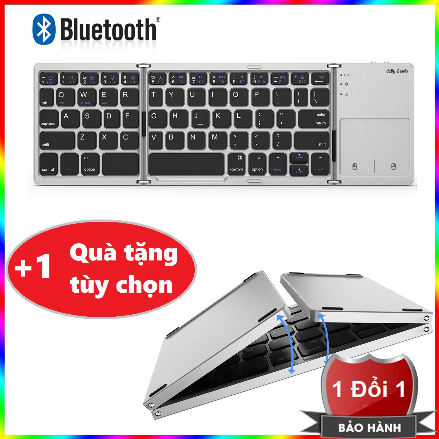 Bàn phím không dây Bluetooth B033 có touchpad gấp gọn cho điện thoại/ máy tính bảng/ PC/ Laptop/ And