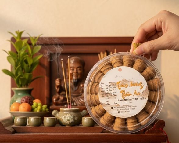 Nụ Trầm Hương Xông Nhà Thiên An - 1 Hộp 32 Nụ trầm Tẩy Uế khói ngược Dùng Cho Lư Và Thác Khói Không hóa chất không tạo mùi Nụ trầm Thiên An sạch tự nhiên
