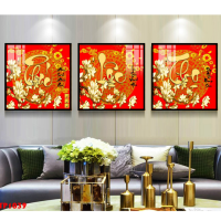 Tranh Laminate Tráng Gương - Tranh Treo Tường Chữ Thư Pháp Phúc Lộc Thọ (Bộ 3 tấm)