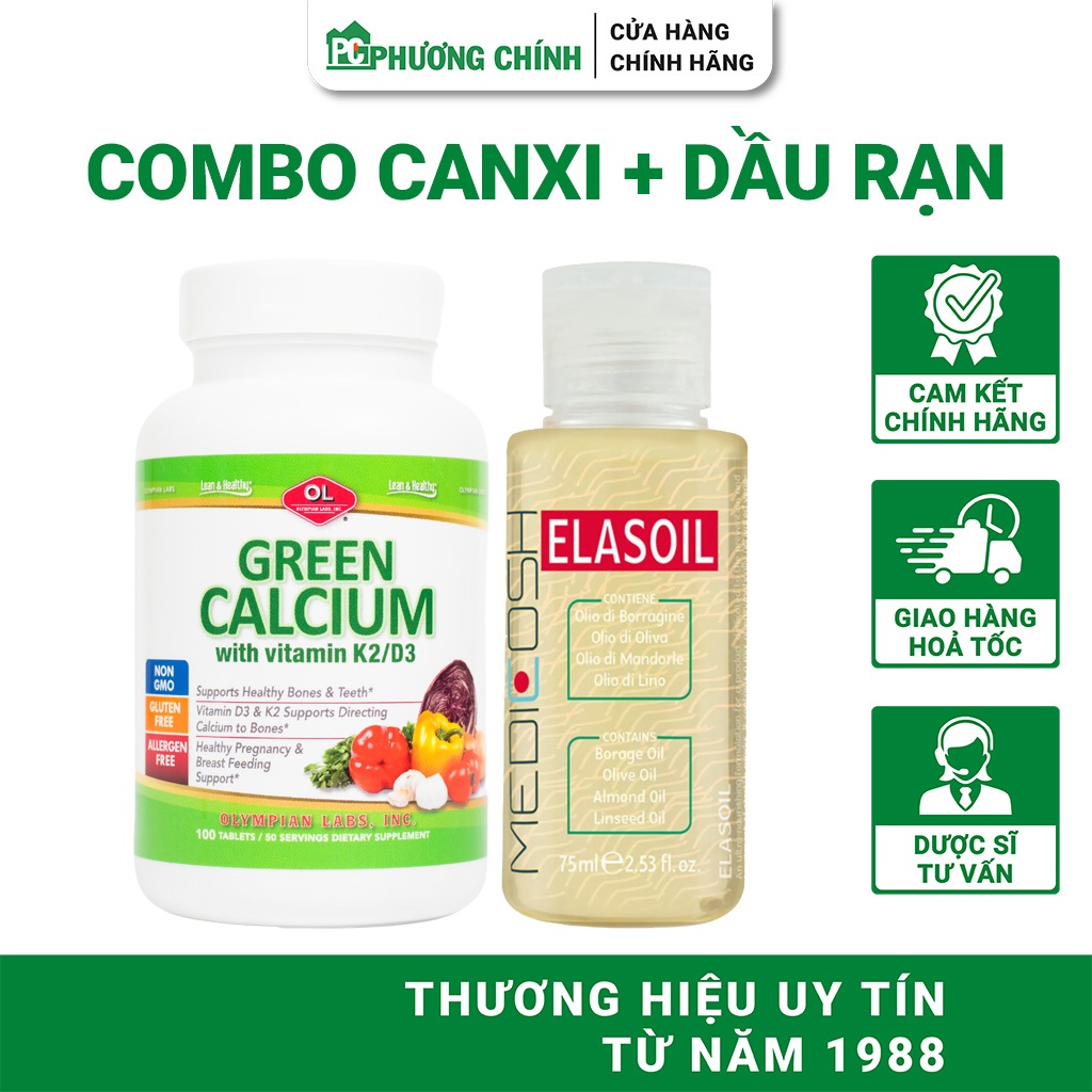 Canxi Hữu Cơ Cho Bà Bầu Olympian Labs Green Calcium Nhập Khẩu Từ Mỹ 100 Viên/Hộp