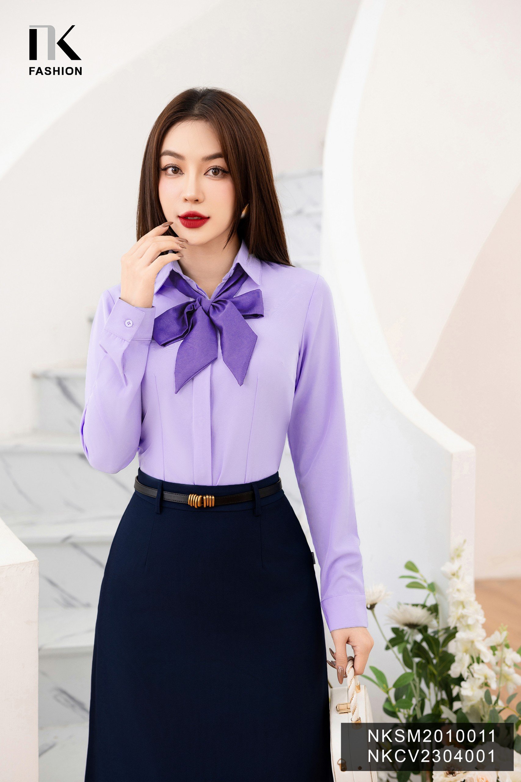 Áo Sơ Mi Nữ Công Sở UK Fashion Chất Liệu Vải Hàn Thoáng Mát Dễ Chịu Cho Môi Trường Công Sở NKSM20100