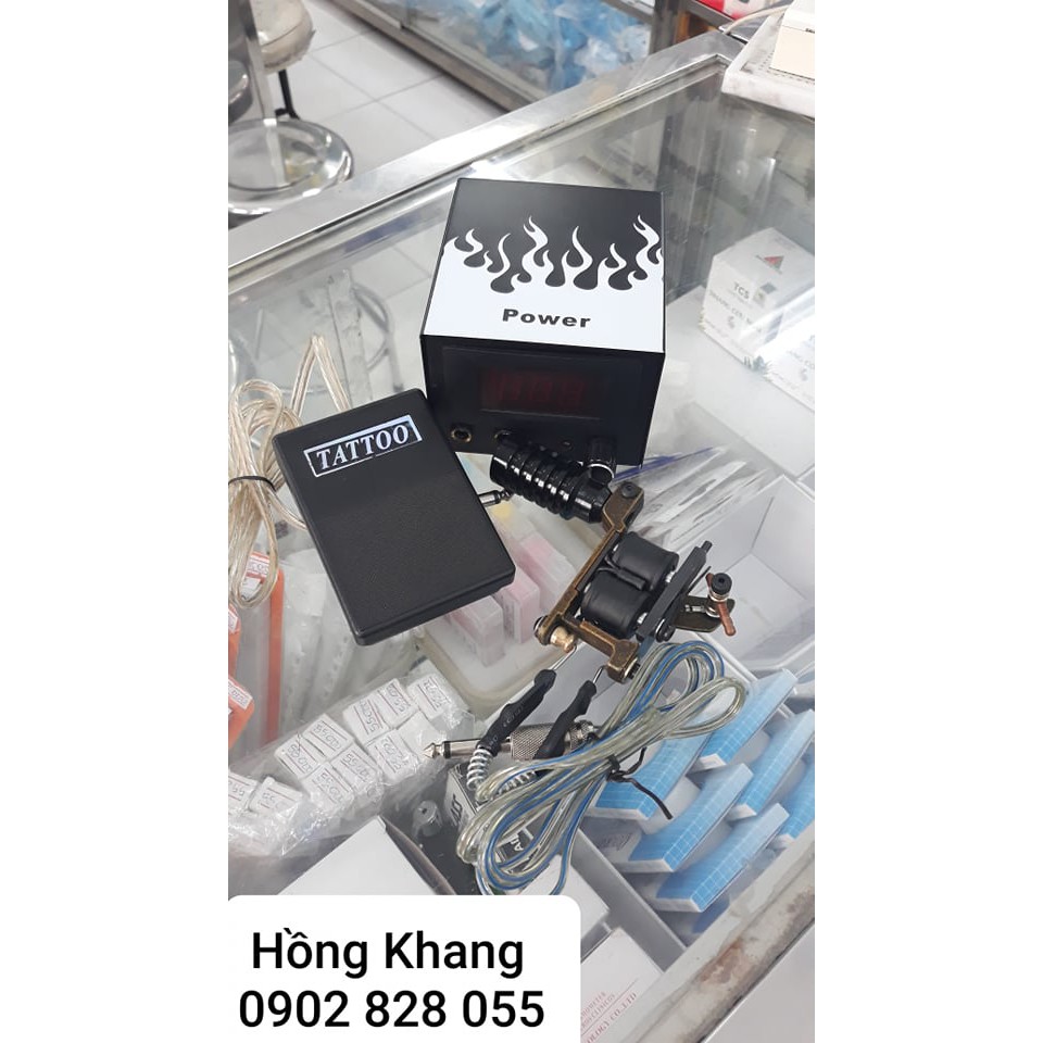 [Hcm]Bộ Máy Xăm Hình Body Tatoo Cao Cấp Kèm Đầu Ngòikim Xămmực Xăm