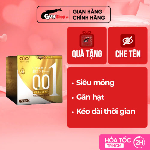 Bao cao su OLO 0.01 Zero Vàng - Hộp 10 cái | GUNSHOP VIỆT NAM