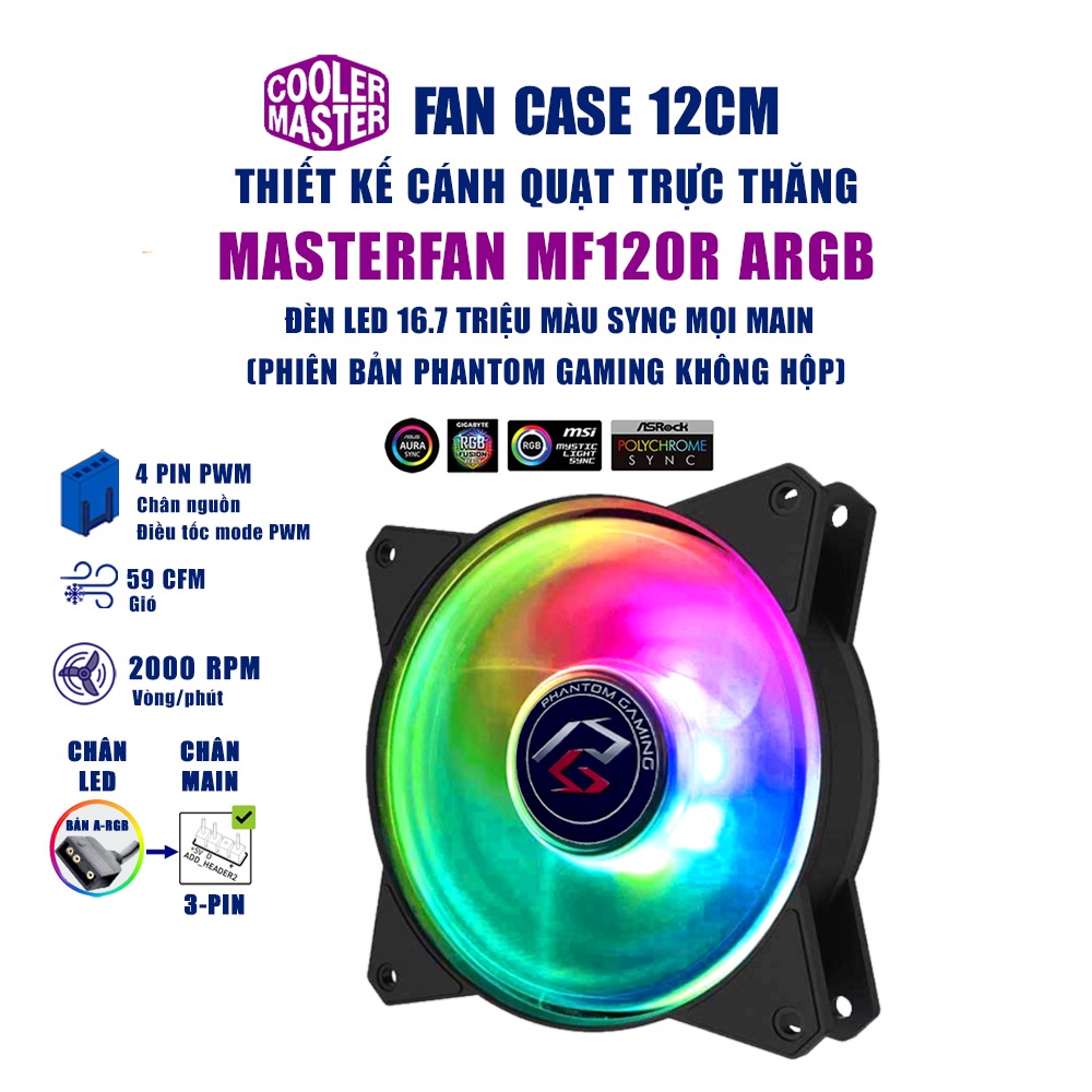 Quạt tản nhiệt case máy tính Cooler Master MasterFan MF120R ARGB CoolerMaster MF 120R RGB Quạt Fan C