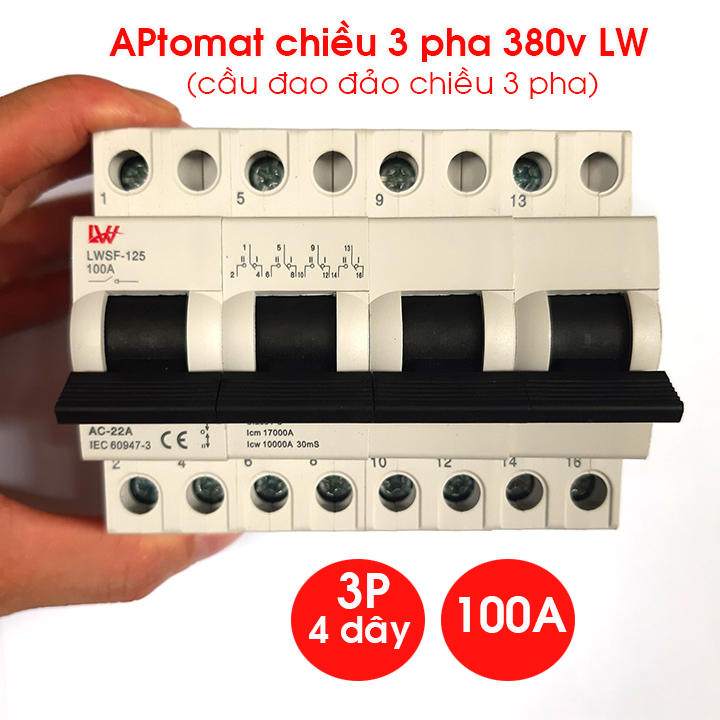 Aptomat đảo chiều 3 pha 380V 100A LW -CB đảo chiều át chuyển nguồn 3 pha át đảo chiều