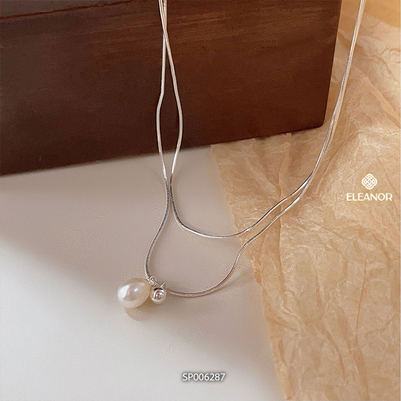 Dây chuyền nữ layer bạc 925 Eleanor Accessories vòng cổ mặt ngọc trai nhân tạo phụ kiện trang sức 62