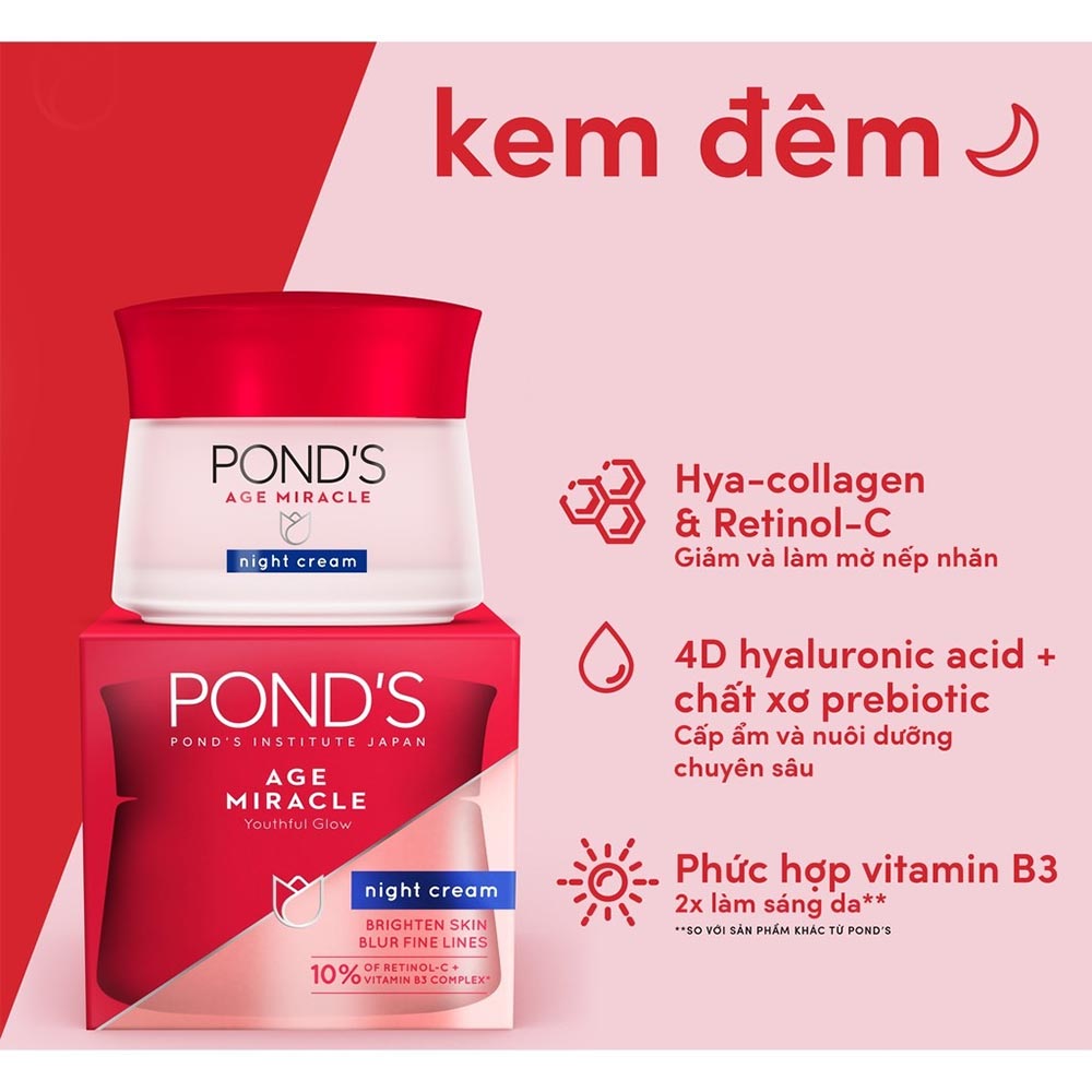 Kem Ngăn Ngừa L&Atildeo H&Oacutea Pond&#39S Age Miracle Ban Đ&Ecircm (50G)