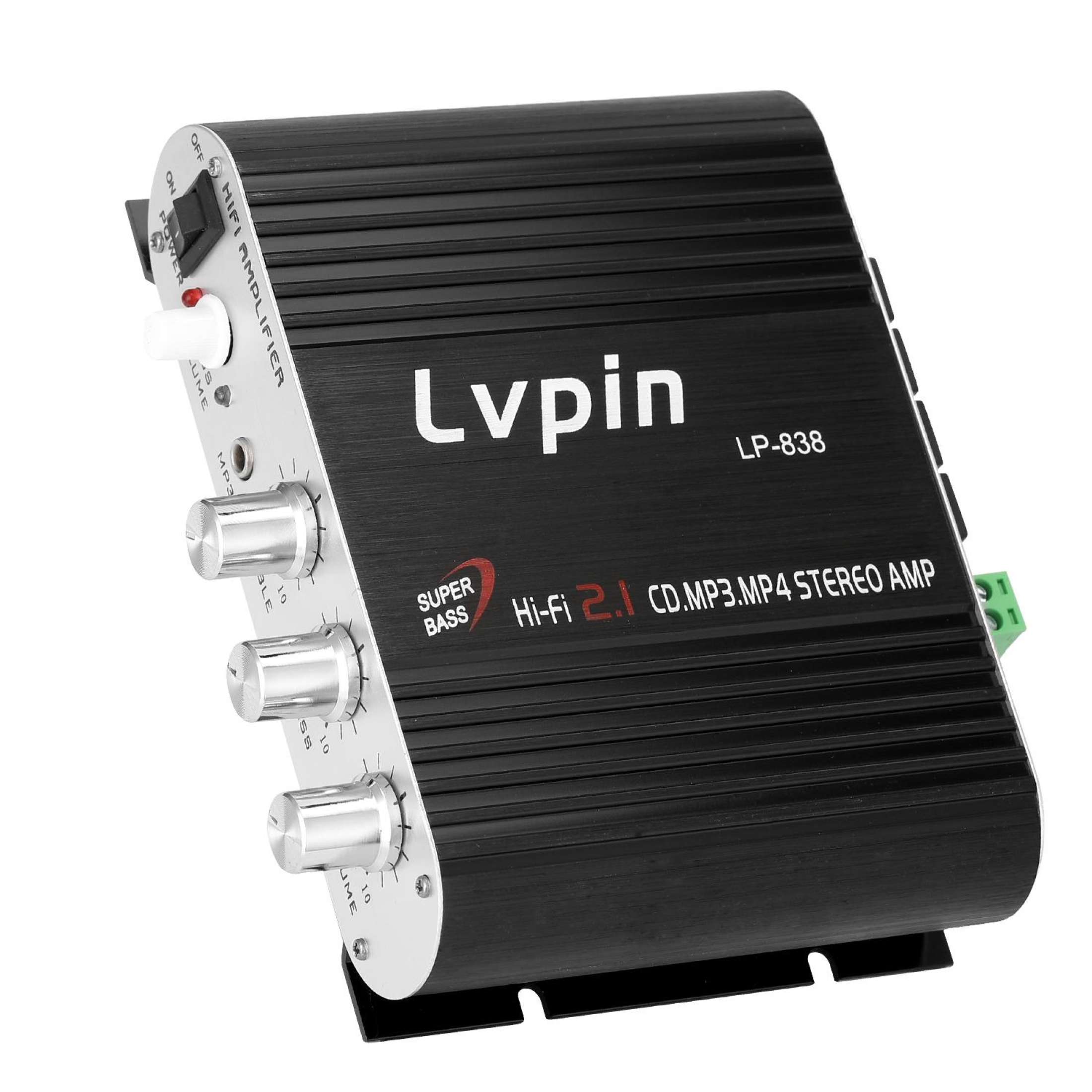 AMPLY MINI DÙNG NGUỒN 12V LVPIN LP-838 2.1CH (ko kèm nguồn)