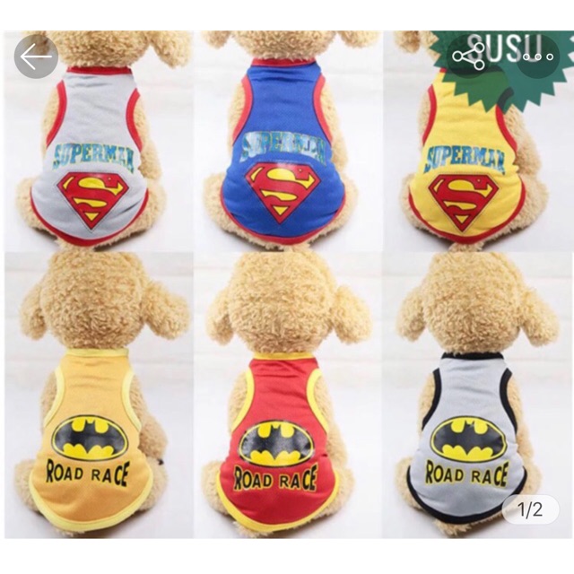 ÁO HÈ CHO CHÓ MÈO - Áo ba lỗ sát nách siêu nhân anh hùng cho chó mèo thú cưng - Channsusu Pet Shop