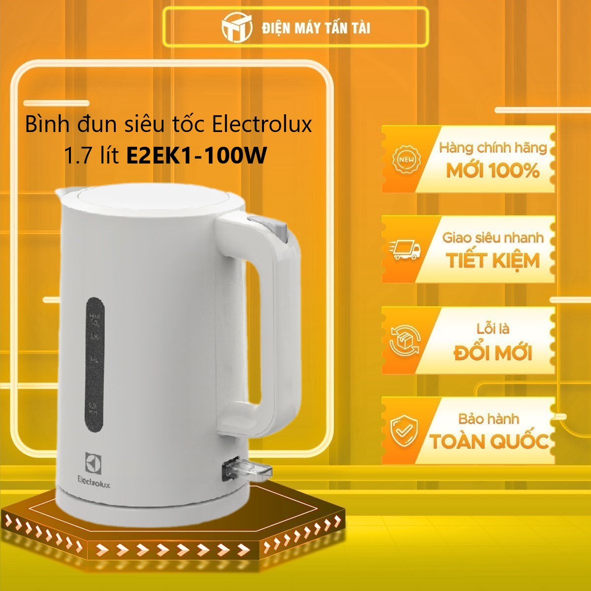 E2EK1-100W - Bình đun siêu tốc Electrolux 1.7 lít E2EK1-100W Công suất: 2200W Tự ngắt khi nước sôi v