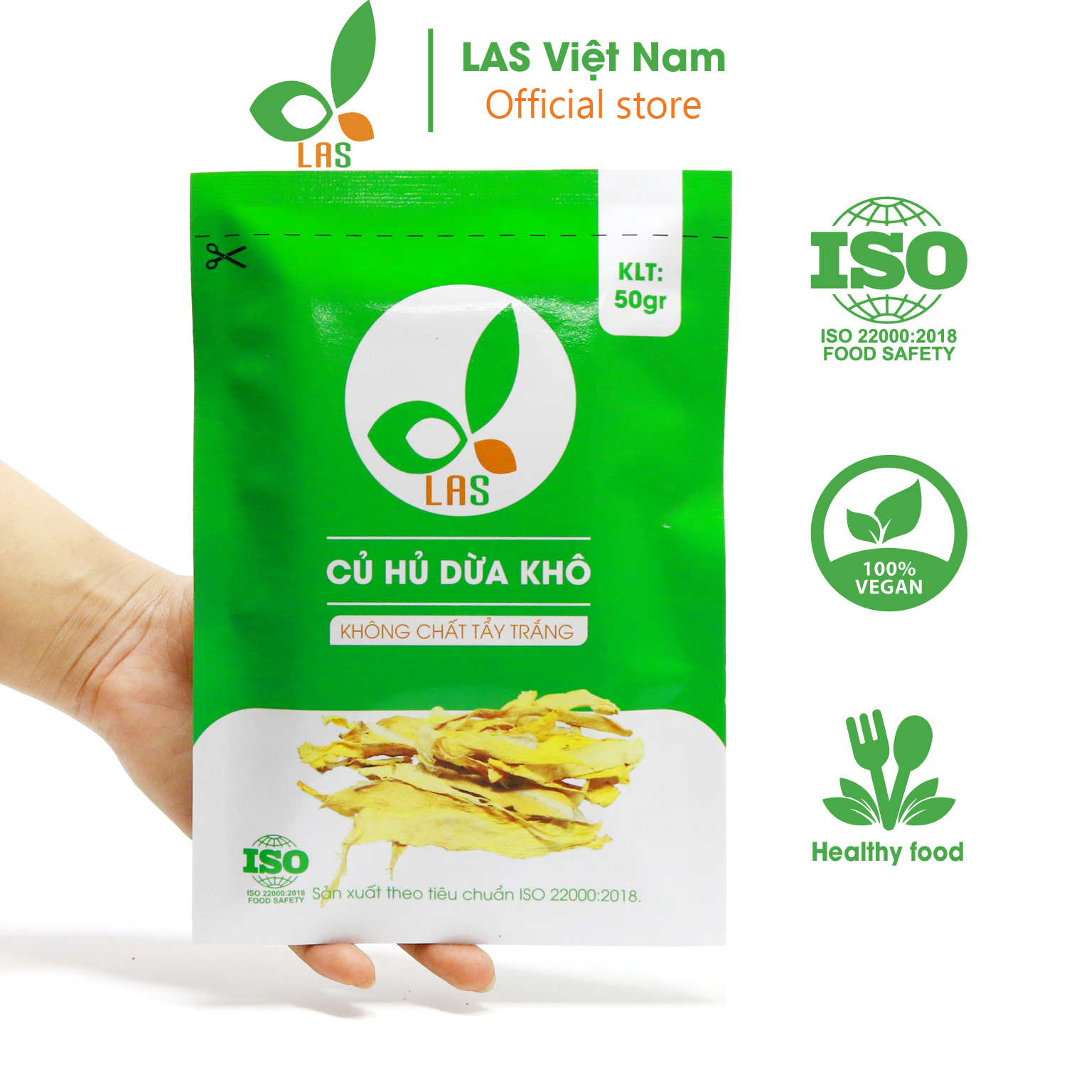 Củ hủ dừa sấy khô sấy lạnh LAS - Gói 50gr | LAS Việt Nam