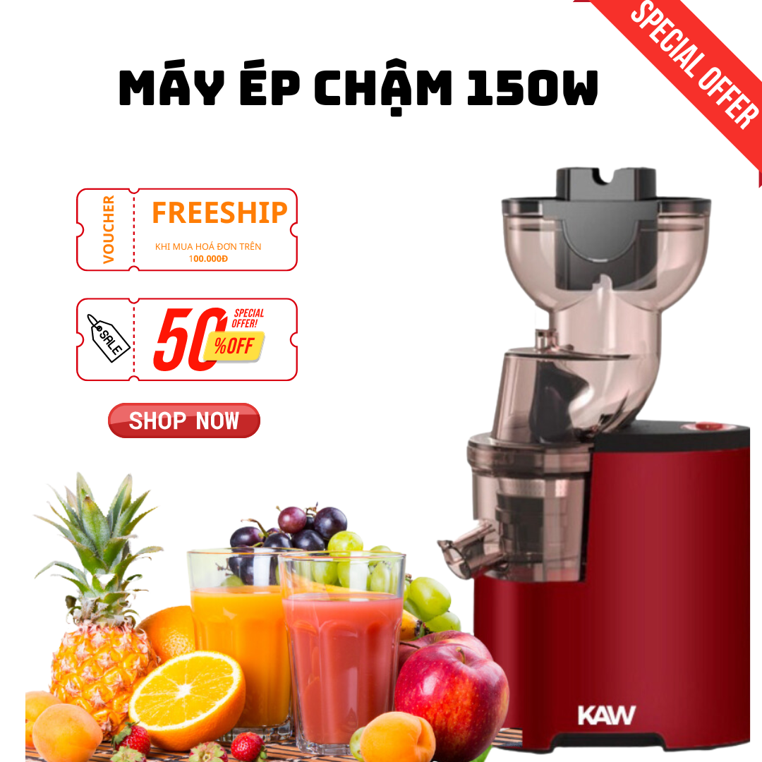 Máy ép chậm hoa quả KAW công suất 150W ép nguyên quả siêu mạnh mẽ - Bảo hành chính hãng