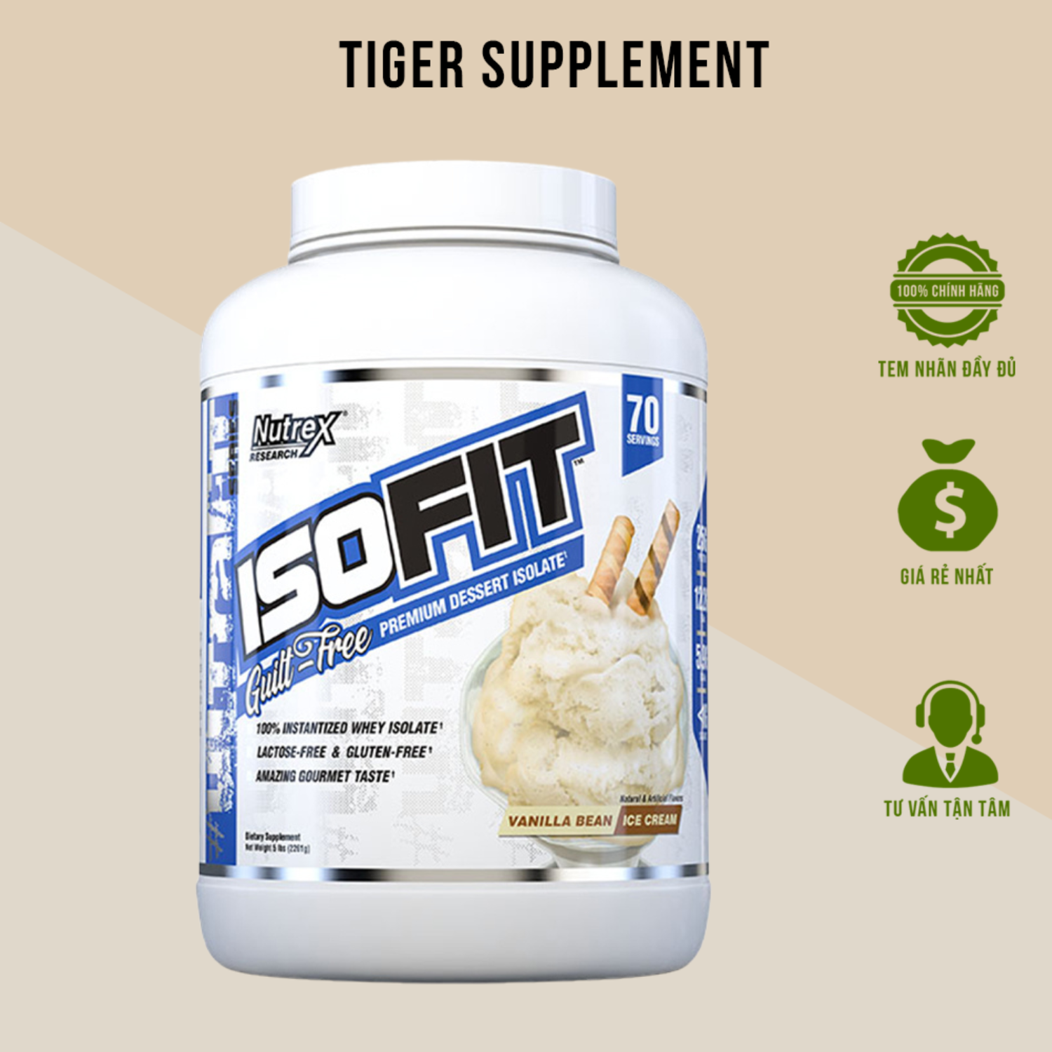 IsoFit Nutrex (5lbs) 70 Lần Dùng - Sữa Tăng Cơ Isolate Tinh Khiết Whey Protein Iso Fit