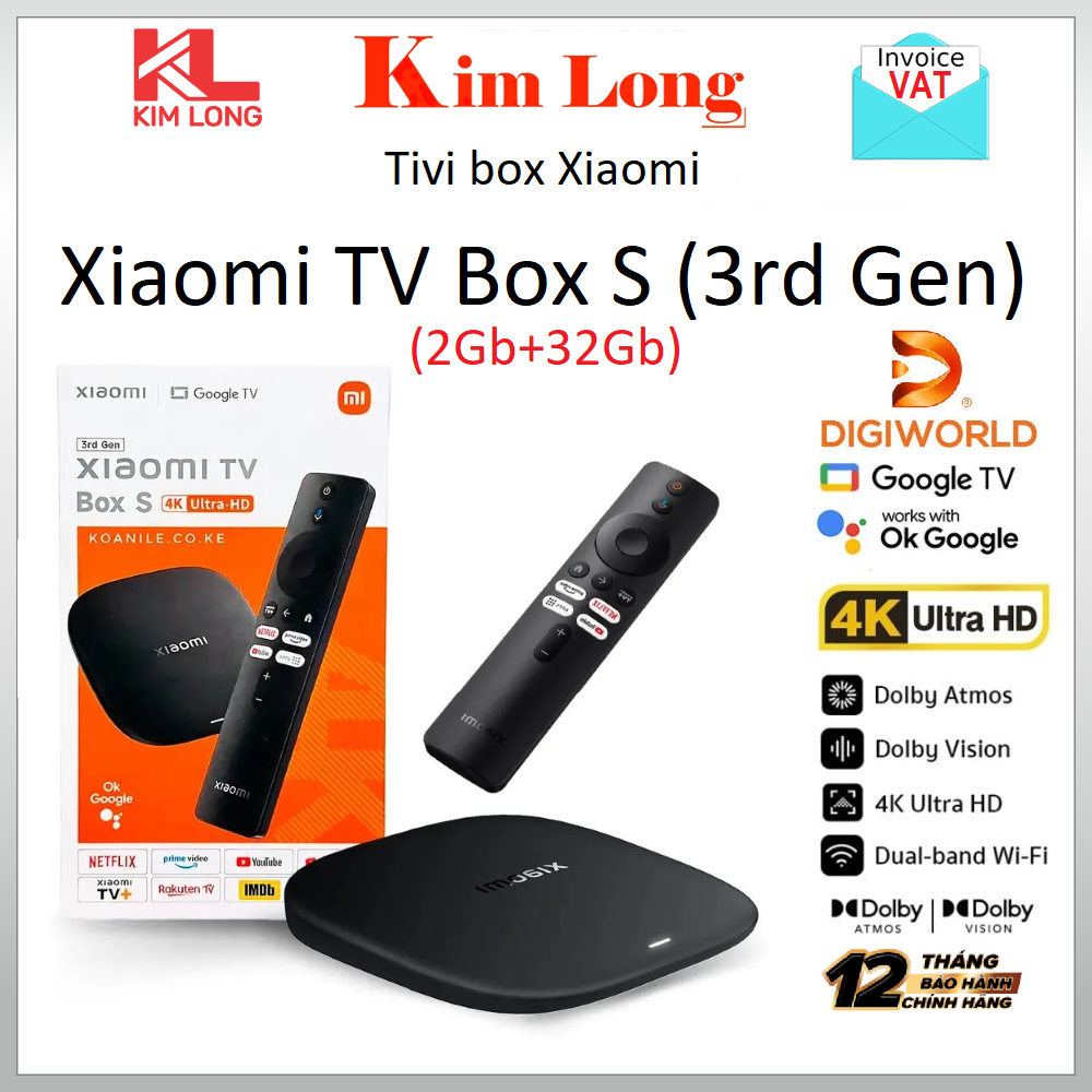 Tivi Box Xiaomi Mibox S Gen 3 4K(3840 x 2160) 2GB+32GB/Google TV/DOLBY+DTS - Hàng chính hãng Digiwor