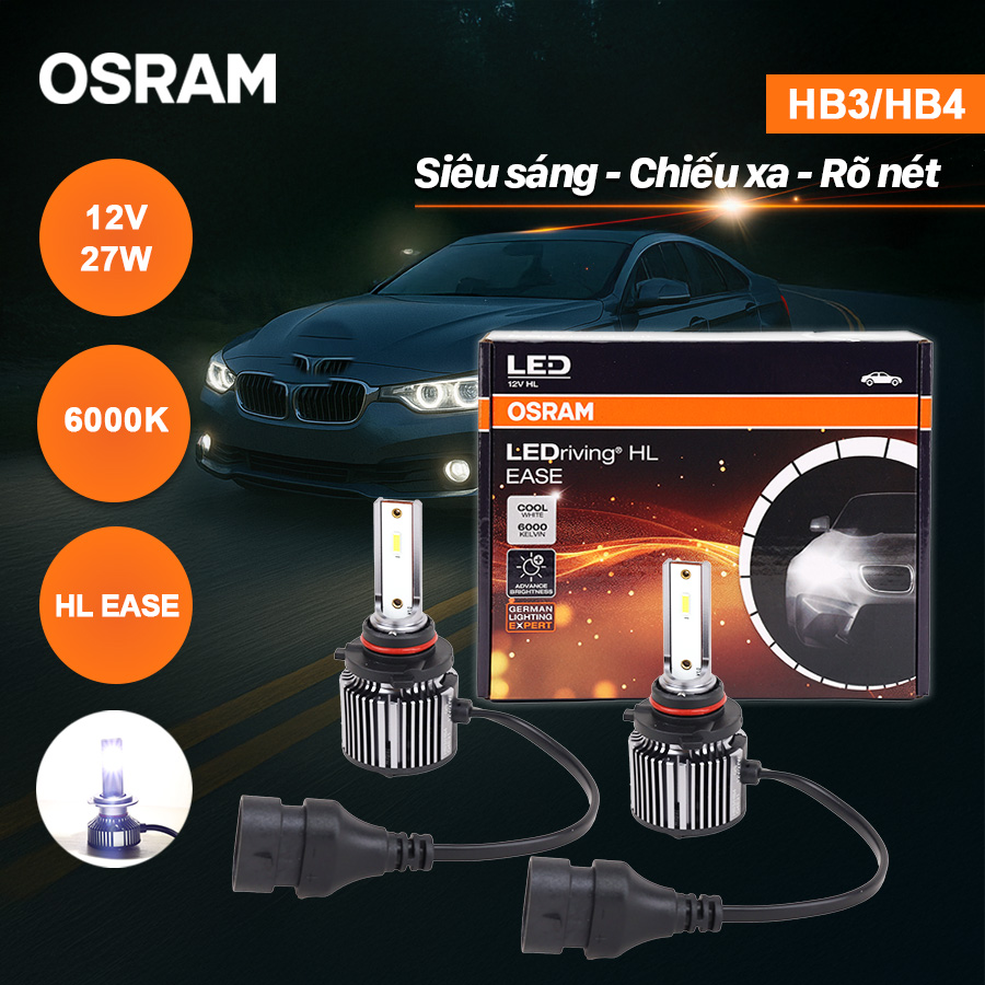 Combo 2 Bóng Đèn Led HL EASE OSRAM HB3/HB4 12V 27W F9005/6CW - Nhập Khẩu Chính Hãng