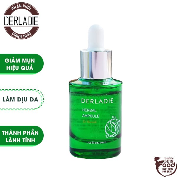 Tinh Chất Thảo Dược Hỗ Trợ Giảm Mụn Derladie Herbal Ampoule For Blemish 30Ml