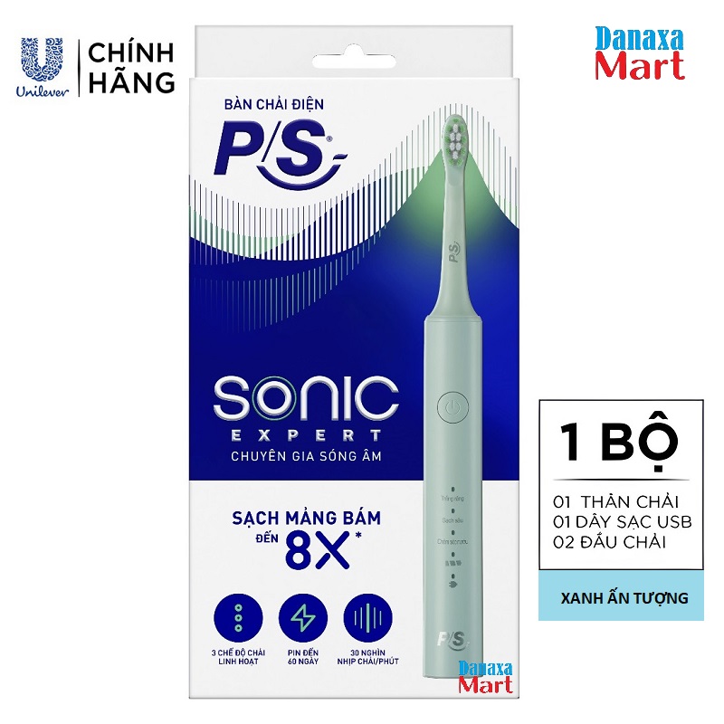 Bàn chải điện PS S100 Pro - Đen, Trắng, Xanh ombre | 3 Chế Độ Làm Sạch | Pin Li-ion Dài Hạn