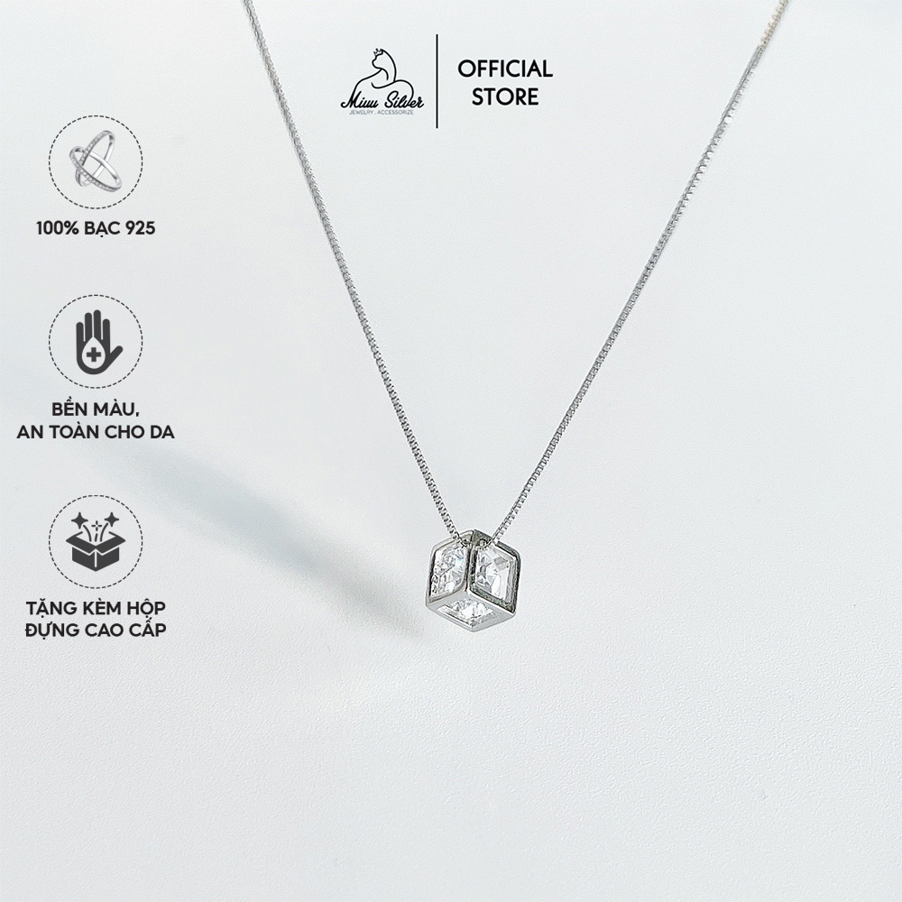 Dây chuyền bạc Miuu Silver vòng cổ nữ lập phương đính đá Cube Necklace