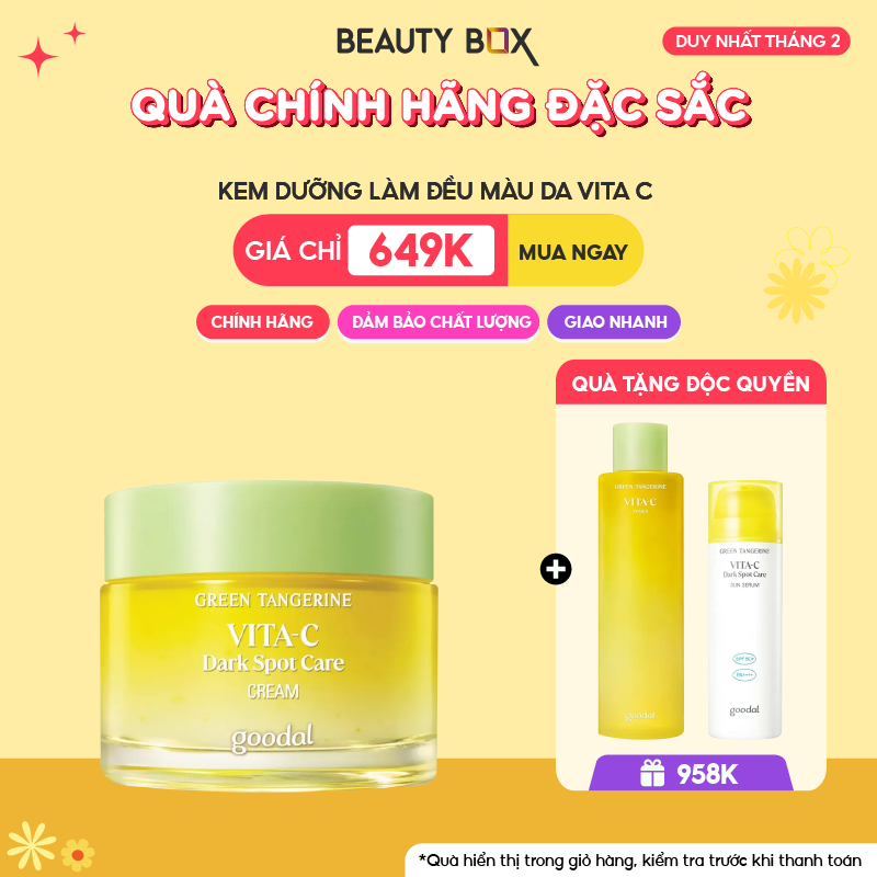 [Săn Sale] Kem Dưỡng Vitamin C Làm Sáng Da Goodal Green Tangerine Vita C Dark Spot Care Cream 40ml