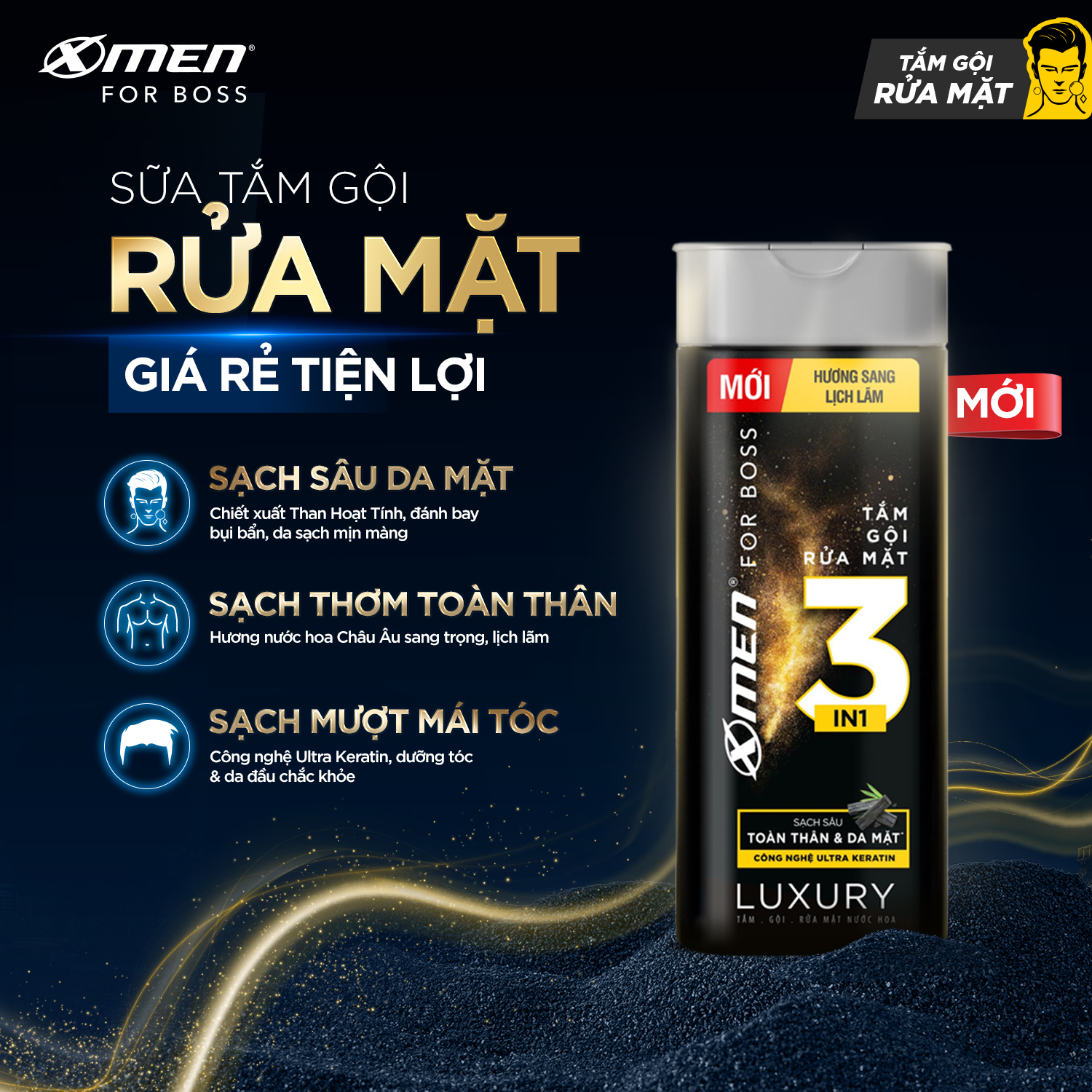 [MỚI] Tắm Gội Rửa Mặt X-Men for Boss 3in1 Luxury 630g/Tắm Gội 3in1 Legend 630g/Tắm Gội 2in1 Intense 