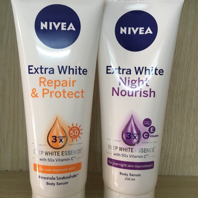 [HCM]Combo 2 tuýp serum dưỡng trắng da săn chắc chống nắng Nivea ngày và đêm 180ml 1 tuýp