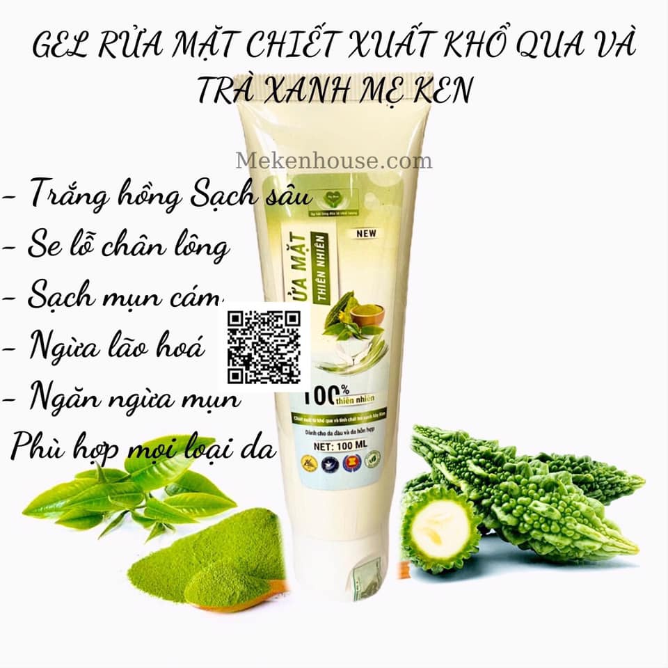 (Gel) Sữa Rửa Mặt Chiết Xuất Khổ Qua Và Tinh Chất Trà Xanh Mẹ Ken 100Ml Giúp Da Sạch Sâu Thu Nhỏ Lỗ Chân Lông