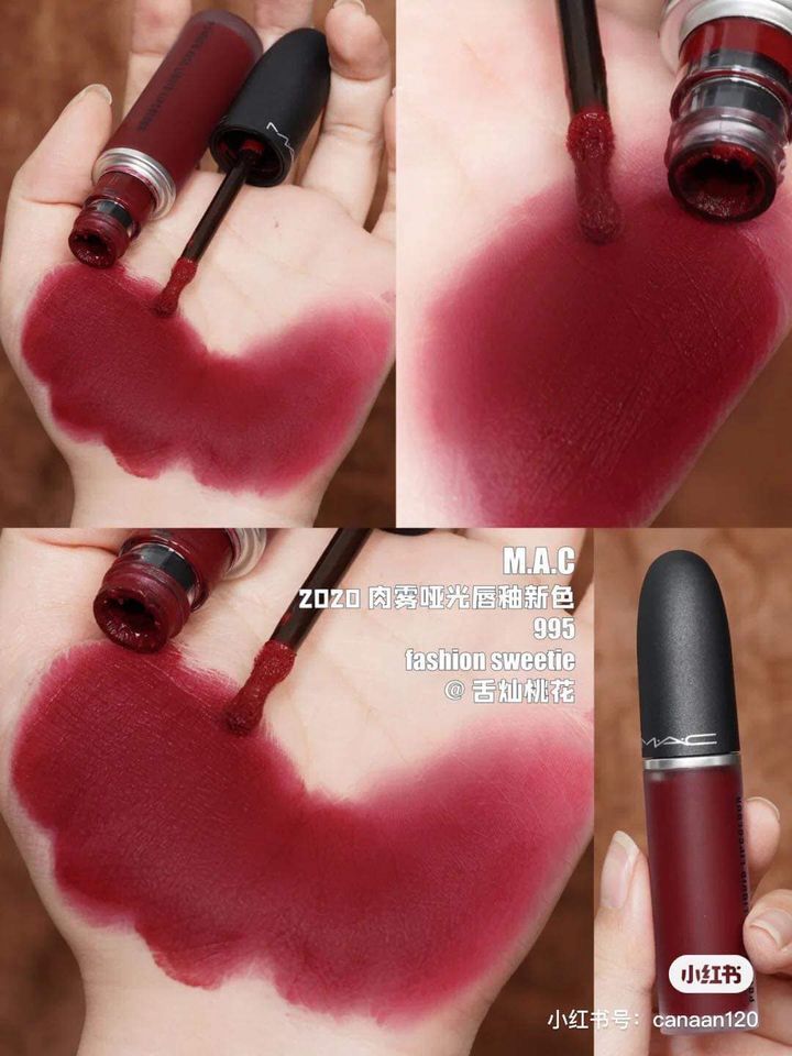 Son Kem Mac Powder Kiss Liquid Lipcolour 995 Fashion Sweetie Màu Đỏ Trầm