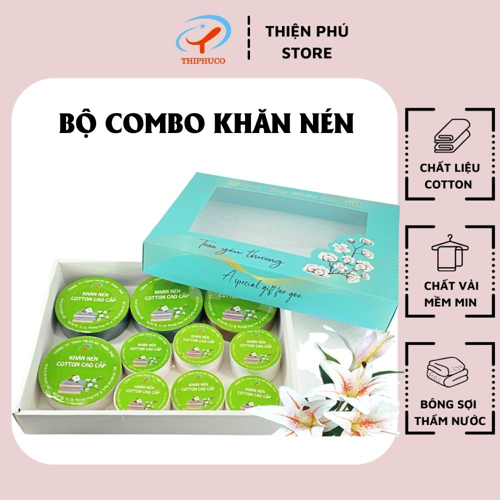 BỘ COMBO Khăn Tắm Nén Du Lịch Cotton Tái Sử Dụng Khăn Tắm Nén Cao cấp Tiện Lợi Khăn nén du lịch khăn