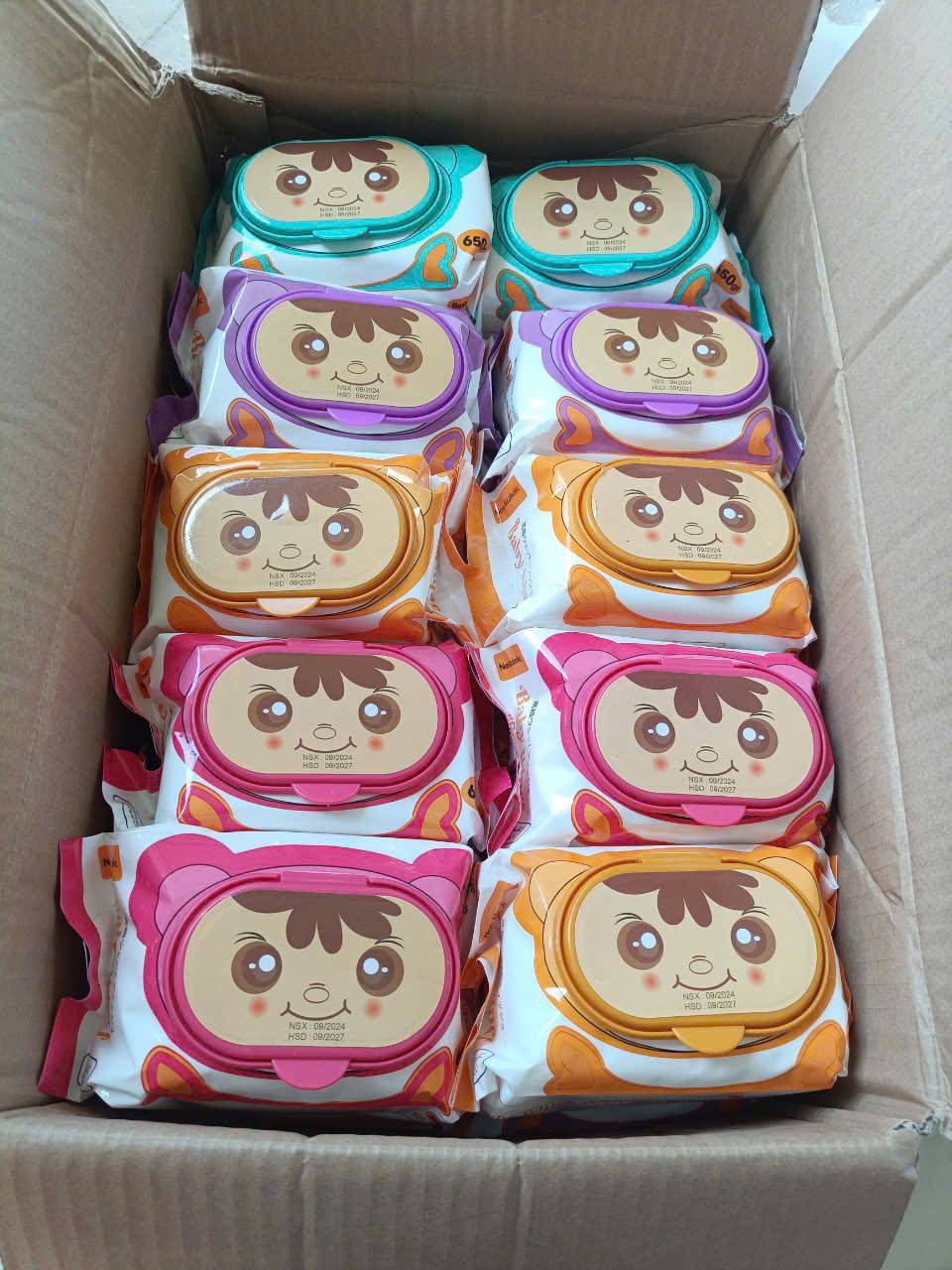 Combo 10 Gói Khăn Ướt Gấu BABY WIPES 650GR - Diệt Khuẩn Không Chứa Paraben Cho Bé
