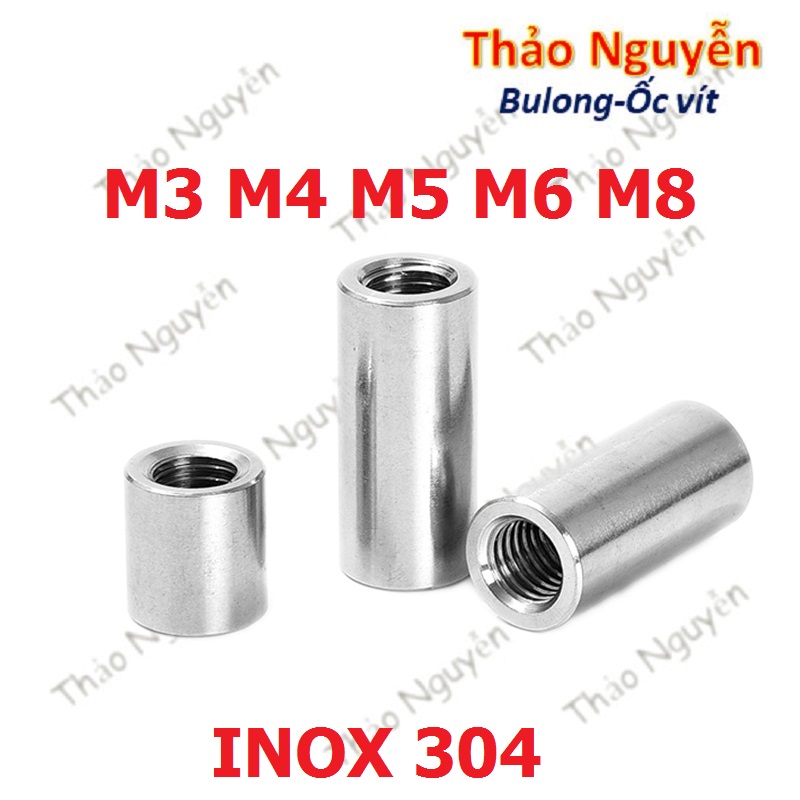 Ống nối ty ren inox - Nối ren INOX 304 M3 M4 M5 M6 M8 M10 loại tốt