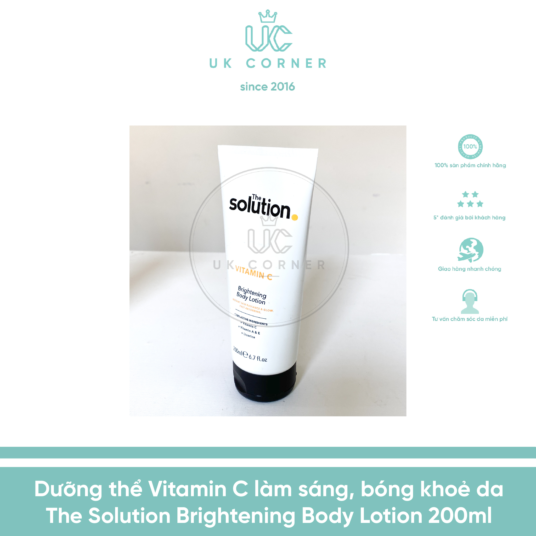 Dưỡng Thể Vitamin C Làm Sáng Bóng Khoẻ Da The Solution Brightening Body Lotion 200Ml