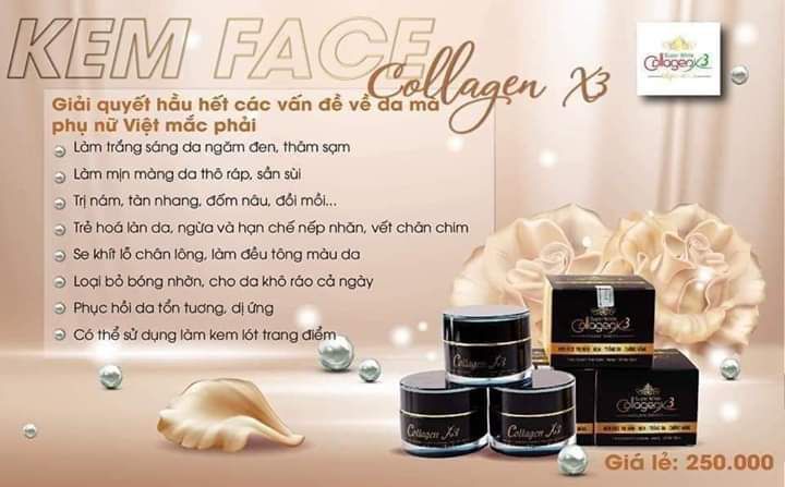 Kem Face Collagen X3. Siêu Phẩm Trắng Da