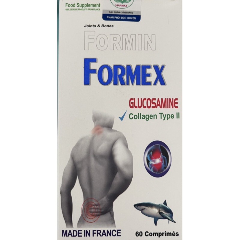 FORMEX với glucosamine và collagen type 2 nhập khẩu chính hãng Pháp hộp 60 viên bổ khớp chống thoái hóa