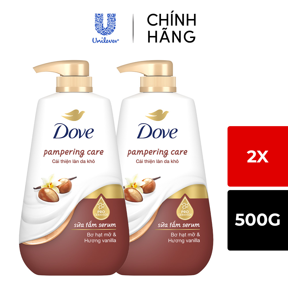 Combo 2 Sữa Tắm Dove Dưỡng Thể Trắng Sáng Mềm Mịn Tức Thì 500G (bao bì tùy lô nhập hàng)