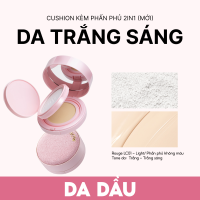 Cushion kèm phấn phủ 2in1 Menow Light Makeup Cushion Powder Cream Pink Series 17gr