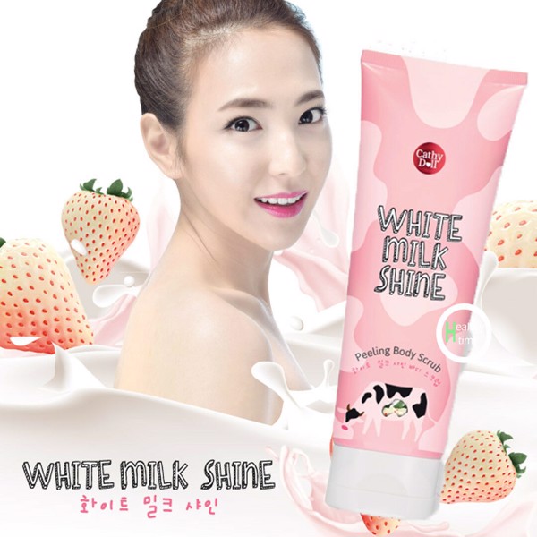 Gel Kỳ Dạng Sữa Loại Bỏ Tế Bào Chết Cathy Thái Lan Chính Hãng White Milk Shine Peeling Body Scrub 320 Ml