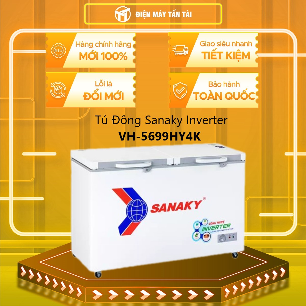 VH-5699HY4K - Tủ đông Sanaky VH-5699HY4K 410L inverter 1 ngăn đông - GIAO TOÀN QUỐC - FREESHIP HCM