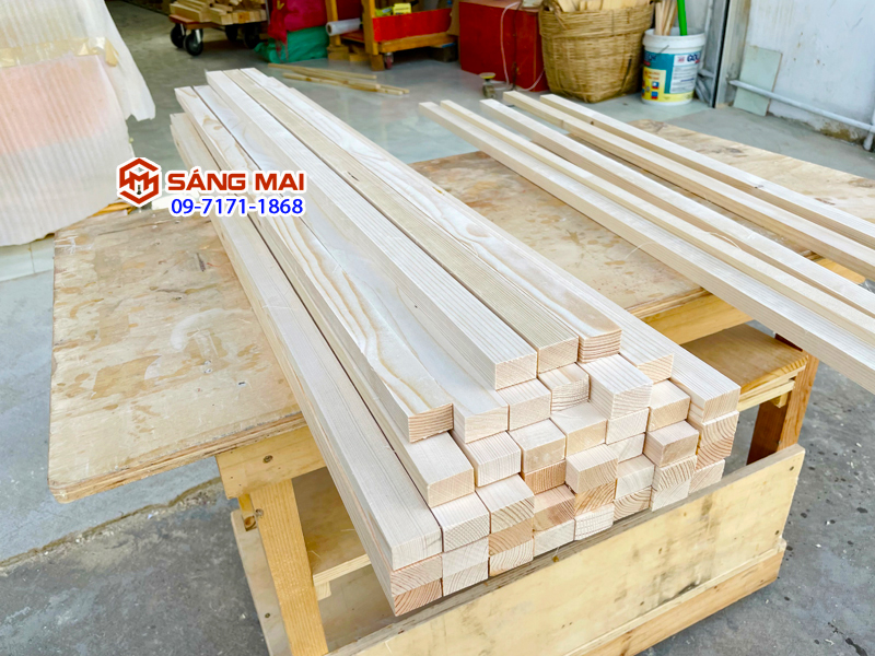 [MS136] Thanh gỗ thông 2cm x 3cm x dài 150cm + láng mịn 4 mặt