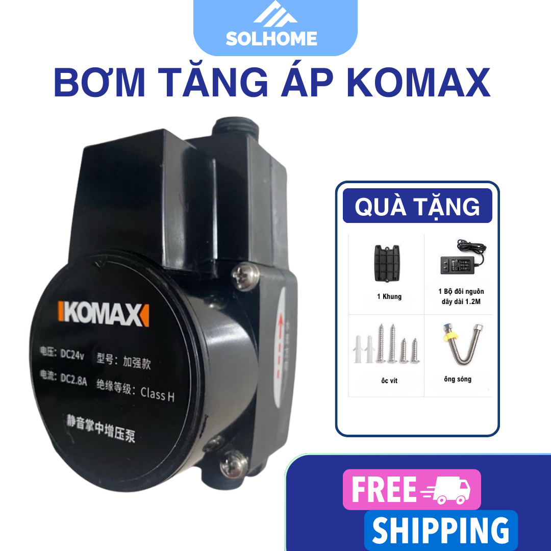 Bơm tăng áp 24V KOMAX tăng áp lực nước cho máy giặt máy lọc nước nóng lạnh vòi rửa các loại