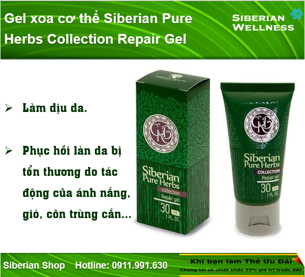 Gel xoa cơ thể Siberian Pure Herbs Collection Repair Gel 30ml
