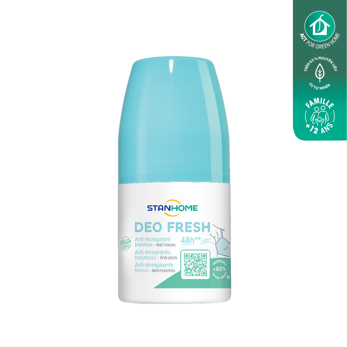 Lăn Khử Mùi ngăn tiết mồ hôi cho trẻ em và cho da nhạy cảm STANHOME Deo Fresh Hương Biển Tươi Mát 50
