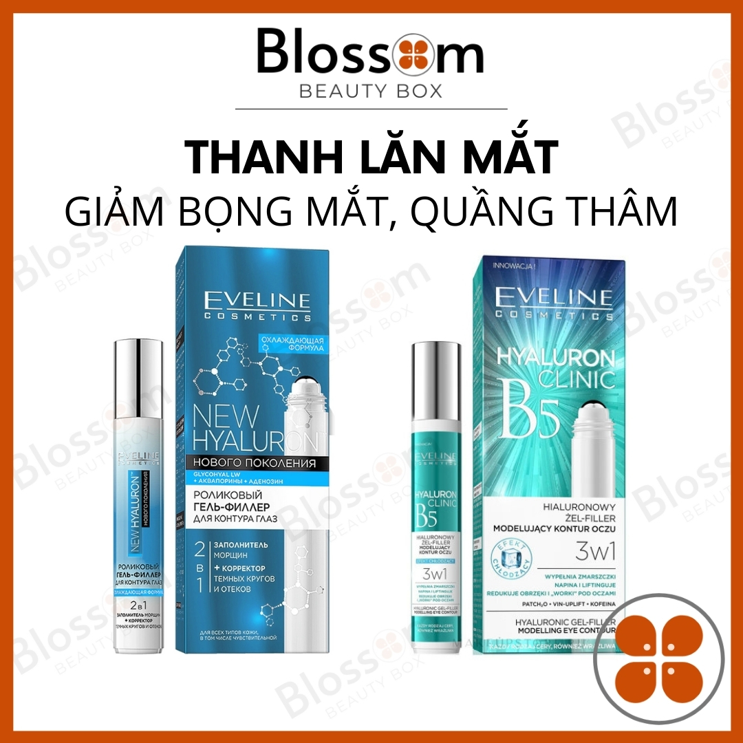 Lăn mắt lạnh giảm quầng thâm bọng mắt Eveline Roll-on Hyaluronic 2 in 1