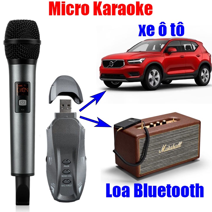Micro Karaoke Trên Ô Tô Xe Hơi Loa Ca Hát Có Echo Và Bluetooth K18v Hát Siêu Hay Âm Thanh Sống Động 
